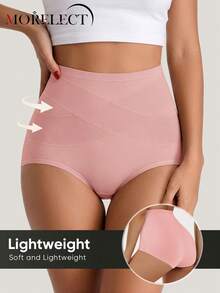 Morelect 4pcs/Pack Women's High Waist Panties, Comfortable, Skin-Friendly, Soft, Light Tummy Control - Multicolor - View 6