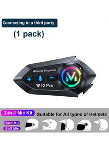 Y12 Pro Helmet Headset Bluetooth 5.4 Waterproof 500m Intercom Headset Speaker Wireless Hands-Free Helmet Headset Suitable For Motorcycle Helmet, Outdoor Cycling - Y12 Pro - View 13
