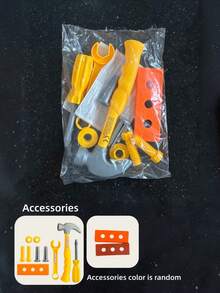 Kids Pretend Play Construction Tool Set With Storage Bag, Simulation Hammer Wrench Screwdriver Saw Repair Tool Kit, Engineer Role Play Educational Toy For Boys, Halloween Gift - Multicolor - View 5