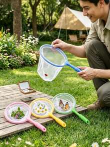 Outdoor Insect Catching Nets, Fishing Nets, Lightweight Colorful Mesh Nets, Pond & Fountain Accessories, Suitable For Backyard Fun, Camping, Insect Catching, And Outdoor Exploration - Multicolor - View 4