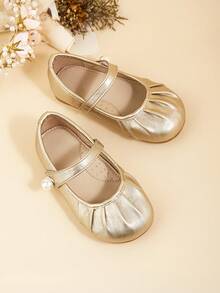 Elegant And Cute Mary Jane Flat Shoes For Toddlers And Young Girls, Suitable For Indoor Parties And Events In Autumn And Winter, Perfect For Matching With Dresses - Gold - View 4