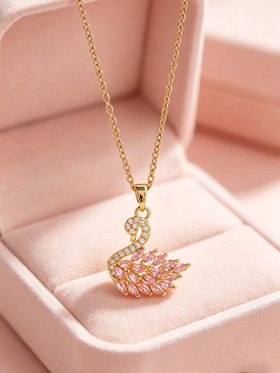 A Sweet And Elegant Swan-Designed Kids Necklace, Perfect For Holiday, Birthday, Party Decorations, And A Top Choice For Gifting. - Multicolor - View 1