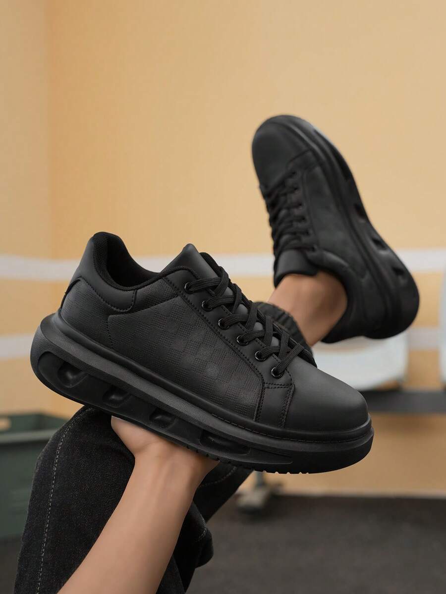 Minimalist Embossed Height-Increasing Men's Shoes, Front Lace-Up Comfortable Couple Shoes, Daily Commute Outdoor Versatile Casual Walking Shoes