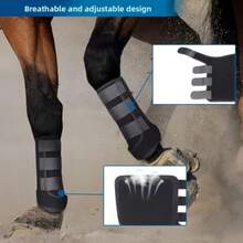 1 Pair Professional Horse Leg Guards, Horse Leg Wraps, Horse Hoof Leg Guards, Horse Leg Protectors, 2/4 Pieces, Lower Limb Protection, Front And Rear Leg Protective Gear, Anti-Collision Leg Bags, Professional Equestrian Competition Equipment, Durable And Adjustable Straps, Soft Material For Front And Rear Leg Support To Gently Care For Delicate Leg Tissues Of Foals And Adult Horses, Reusable - Black - View 2