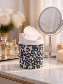 Desktop Cosmetic Trash Can With Rhinestones, Trash Organizer Swivel Lid Desktop Organizer For Dressing Table, Bedroom, Office Shine In The Sun - Multicolor - View 12