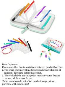 A8 防水藥盒套組，7日大容量每日兩次藥物收納盒，附7個顏色區分收納袋，可重複使用旅行藥盒 - 彩色 - 查看 11
