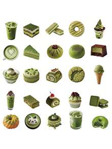 50PCS, Matcha Mobile Phone Stickers, PVC Material, Scrapbook Supplies, Creative And Aesthetic Design Sticker, Suitable For Mobile Phone Cases, Tablets, Laptops, Suitcases, Cars, Notebooks, Helmet, Guitar, Skateboard, Storage Box, Computer, - Multicolor - View 2