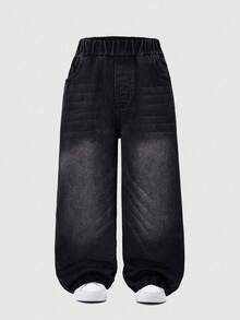 Tween Boy Spring Denim Jeans, New Fashion Style - Black - View 2