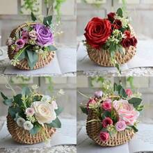 Handwoven Pearl Princess Flower Basket, Rattan Woven Storage Basket, Handheld Flower Basket, Handmade Flower Basket, Home & Wedding Decor - Multicolor - View 9