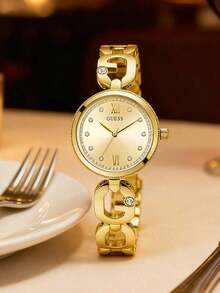 Armani GUESS G-Luxe 女款石英腕錶 35mm 金色 PVD 不鏽鋼錶殼 金色壓紋 Logo 錶盤 W1228L2 - 均碼 - 查看 14