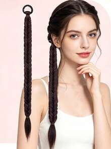 Nova Peruca Estilo Chinês para Maquiadores, Trança de Espinha de Peixe da Noiva Xiuhe, Cabelo Trançado Qipao, Acessório de Cabelo com Trança Torcida Feito à Mão Pré-Pronto - Preto - Visão 1