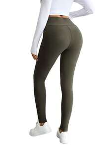 Plus Size Women Thermal Bottoms - Army Green - View 2