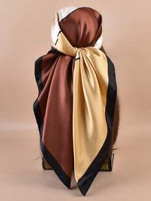 1 buah Syal Persegi Satin Poliester (Poliester) Motif Geometris Gaya Bohemian 90cm, Dapat Digunakan Sepanjang Musim sebagai Ikat Kepala, Dekorasi Tas, dan Sabuk, Aksesori Fesyen Multifungsi - MultiWarna - View 17