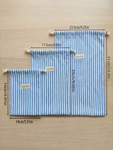 1 PC,Blue-Striped Storage Bag-A Small Drawstring Bag Suitable For Holding Travel Toiletries, Gift Wrapping, Or Storing Small Items Such As Jewelry And Cosmetics (Smallest Size). - View 2