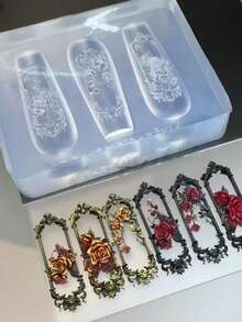 歐式復古玫瑰框美甲矽膠模具 DIY 樹脂環氧樹脂 3D 浮雕美甲翻模工具 - 邊框 - 查看 1