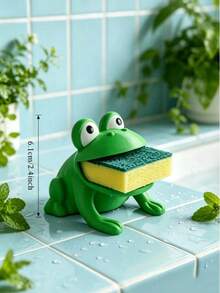 1/2pcs Cute Frog Soap Dish Soap Holder Cute Cartoon Animal Soap Rack And Sponge Storage Rack Space-Saving Bathroom Kitchen Sink Soap And Cleaning Sponge Storage Rack Home Decor Daily Use Bathroom Accessories Autumn Home Decor Christmas - Multiple Styles - View 1