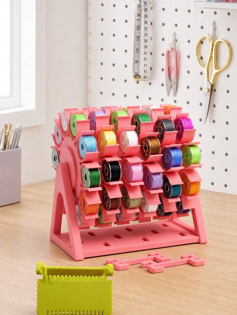 Rotating Bobbin Thread Organizer,Sewing Machine Bobbins Storage Rack Craft Thread Holder Desktop 360° Spinning Bobbin Storage System Sewing Accessory,Ideal For Sewing Rooms, Craft Tables, And DIY Studios,Sewing Accessories - Multicolor - View 1