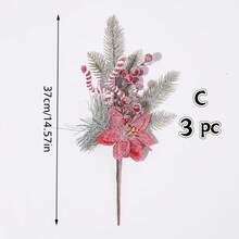 3pcs Christmas Decoration Christmas Berry Bouquet Artificial Pine Cone Christmas Tree Ornament Pine Needle Red Berry Arrangement Stem - Multicolor - View 11
