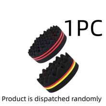 1/2pcs Double-Hole Hair Sponge Brush, Wavy Hair Styling Tool, Suitable For Twisting Hair - Multicolor - View 10