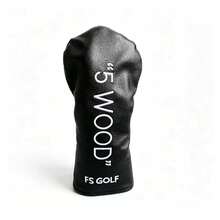 Minimalist Letter Design Golf Club Head Cover Black PU Wear-Resistant Driver 3/5 Wood Hybrid Club Protector - Black - View 4