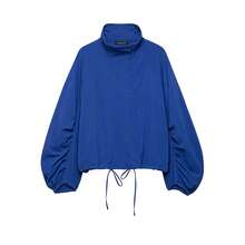 Mellowy Autumn New Women's European & American Style Fashion Minimalist Versatile Tech Fabric Button Jacket - Blue - View 1