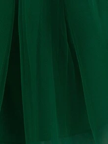 Baby Girls 3D Floral Mesh Cute Puffy Flower Girl Dress, Headband Not Included - Dark Green - View 9