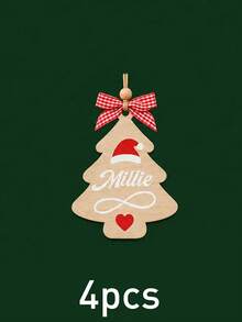 Custom Wooden Christmas Tree Ornament, Personalized Name Santa Hat Holiday Decor, Festive Rustic Christmas Style, Customized Hanging Wall Decoration, Customizable Name Tree Ornament, Christmas Party Decor, Holiday Keepsake Gift, Christmas Gift 2026 - Style B - View 17