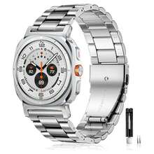 Galaxy Watch 不鏽鋼錶帶 + 1件金屬錶帶拆卸工具，相容於 Galaxy Watch 8、Galaxy Watch 9、Galaxy Watch 8 Classic、Galaxy Watch Ultra 47mm (2025/2024)；相容於 Galaxy Watch 4、5、6、7 (40mm、44mm) / Watch 4、6 Classic (42mm、46mm、43mm、47mm) / Watch 5 Pro 45mm / Watch 3 41mm / Active 2。此金屬錶帶為中性款，適合腕圍尺寸：6.3-8.26 英吋 (160mm-210mm)。 - 銀色 - 查看 8