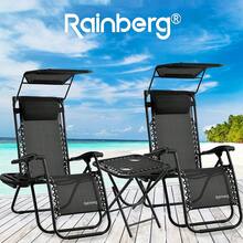 Ultra-Sturdy Gravity Chair Heavy-Duty Textoline Outdoor Sun Lounger For Garden, Pool Patio!Features Smooth 5-Position Reclining, Compact Foldable Design (Perfect For Storage Travel), Built-In Cup Holder Smart Phone Holder Plush Removable Headrest Pi - Black - View 10