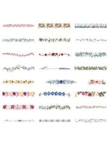 50PCS,Flowers Transparent Stickers,Scrapbook Supplies,PET Material,Creative And Aesthetic Design Sticker,Suitable For Mobile Phone Cases,Tablets,Mobile Phone,Laptops,Suitcases,Cars,Notebooks,Helmet,Guitar,Skateboard,Storage Box,Computer, - 50pcs - View 2