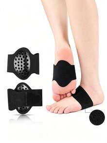1 Pair Black Unisex One Size Arch Support Shock Absorbing Invisible Half-Size Shoe Insoles - Black - View 3