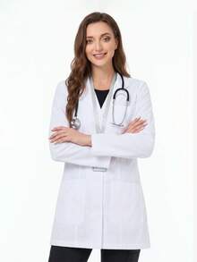 Jas Laboratorium Putih Lengan Panjang Slim Fit untuk Wanita, Cocok untuk Kostum Cosplay Halloween - Putih - View 1