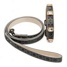 1pc Non-Choke Pet Dog Collar, Customized Pattern With Rhinestone Inlay, Suitable For Small And Large Dogs And Cats, Cat Leash, Leather Collar - Multicolor - View 18