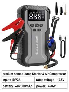 Car Battery Jump Starter With 150PSI Air Pump, Portable Car Jump Starter With Auto Shut-Off Tire Inflator, Includes Jump Cables And Lighting - J33 Starter Power Supply - View 17