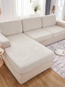 1pc Grey Jacquard Sofa Cover, Non-Slip Elastic Sofa Slipcover, Removable & Washable Sofa Protector, Suitable For L-Shaped And 1/2/3/4 Seater Sofas, All Season - Light Grey - View 7