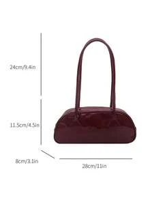 Tas Bahu Kulit PU Burgundy, Tas Tangan Modis, Cocok Untuk Anak Perempuan, Sempurna Untuk Kehidupan Malam, Gaya Jalanan, dan Acara Pernikahan - Burgundy - View 3