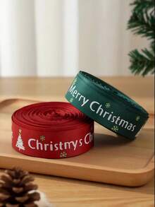 1 Roll 24 Yards Red & Green Dual-Color Ribbon - Christmas Decoration, Printed With "Merry Christmas", Perfect For Gift Wrapping, Wreath Making, Handmade Crafts And Various Christmas Decorations (Such As Holiday Wreaths, Decorative Ribbons, Etc.) - Multicolor - View 6