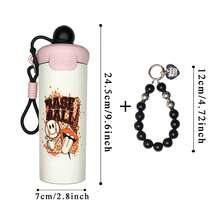 1PC 600ML Daisy Expression, Creative Expression, Line Art Pattern Stainless Steel Insulated Cup, Double Beverage Coffee Cup, Portable Straw Cup, Stylish Lanyard Insulated Cup, Suitable For Office, Home, Gift Recommendations, Coffee/Milk/Tea - Multicolor - View 7
