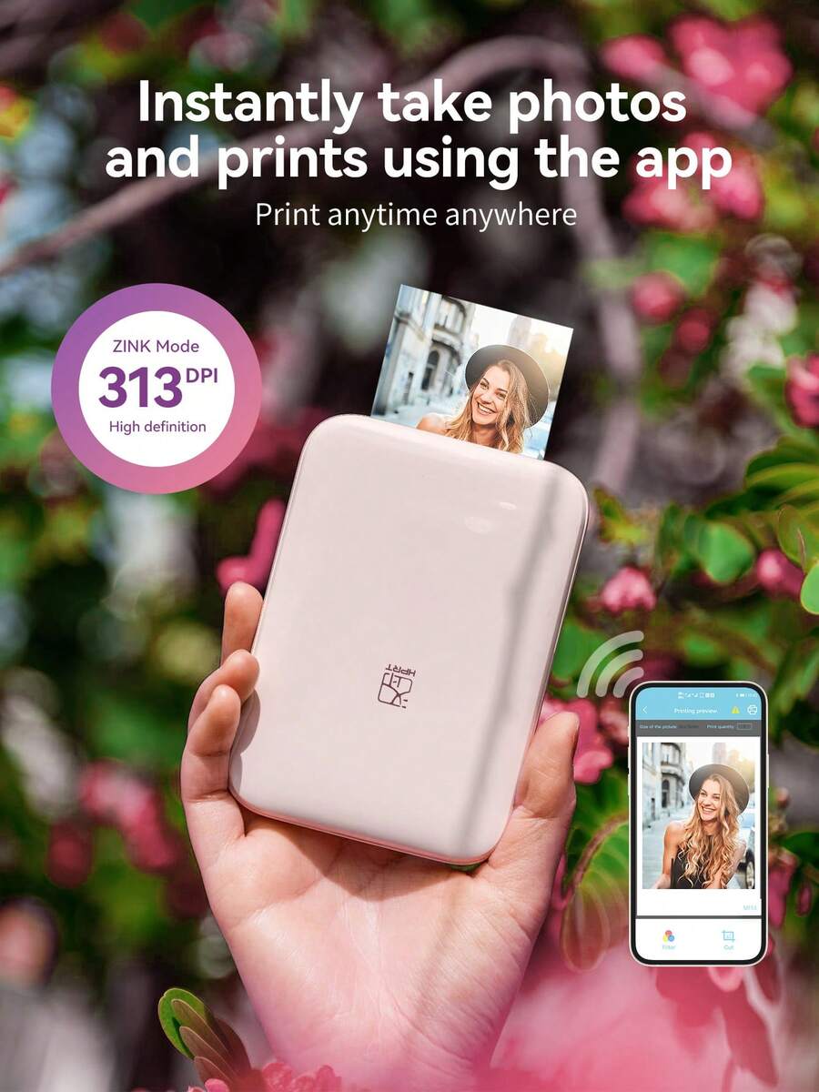 HPRT MT53 Portable High-Definition Photo Printer - Instant Wireless Printing - ZINK Technology, Vibrant Colors, Easy To Carry - Pink - View 1