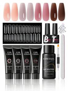 coscelia All-In-One Poly Nail Extension Gel Kit Soak Off Builder Gel Set With Base Top Coat, Nail Extension Kit, DIY Home Manicure For Beginners - Multicolor - View 1