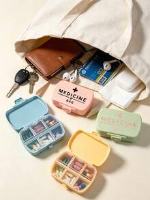 Travel Pill Organizer With "Medicine Bag"Pattern, 6 Compartments Daily Pill Case, Compact Medicine Pill Container, Portable Small Pill Box For Purse Or Pocket,Essential For Family Travel,Essential For Doctors And Nurses In Emergencies - Multicolor - View 3
