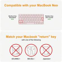 1pc Peach Pink Keyboard Cover, EU Layout, Compatible With MacBook Neo 13-Inch (A18) Pro 2026 A3404 512GB With Touch ID, Comfortable Touch, Anti-Stain, Precise Fit - View 2