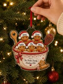 1pc Personalized Gingerbread Family Acrylic Ornament, Custom Names Christmas 2026 Keepsake, Baking Bowl Family Decor,Xmas Tree Decor,Christmas Gifts - Multicolor - View 4