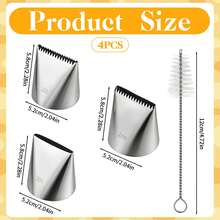 Extra Large 3Pcs Piping Tips Set, Stainless Steel Icing Nozzles Kit, Cake Cupcake Decorating Tool With Brush - Silver - View 8