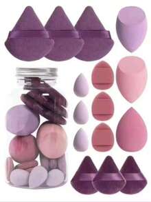 6pcs Makeup Sponge Set Without Storage Jar, Includes 3 Mini Sponges And 3 Powder Puffs - Multicolor - View 1