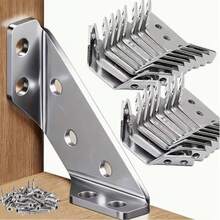 1/5PCS Fixed Angle Code Stainless Steel 90 Degree Right Angle Bed Table And Chair Trapezoidal Bracket Three-Sided Support Angle Iron Device Thickened And Durable Multifunctional Furniture Cabinet Door Bracket Hardware Connection Accessories - A - View 5