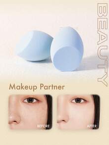 10pcs/20pcs Dual-Use Wet & Dry Makeup Sponges, Multi-Color Latex-Free Reusable Washable , Soft Flawless Makeup Applicators For Powder, Liquid, Makeup Design, Travel Essential - Baby Blue - View 4