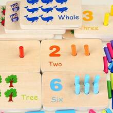 Children's Wooden Number Counting Peg Board Math Toy, Thickened 1-10 Double-Sided Number Board, 55 Colorful Counting Pegs, Preschool Educational Toy - Multicolor - View 11