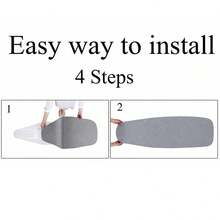 1pc Blue Leaf Pattern Ironing Board Cover | Polyester Material, Heat Resistant, Elastic Edge, Easy To Install, Machine Washable, Fits Most Ironing Board Sizes, Cover Only - Grey - View 11