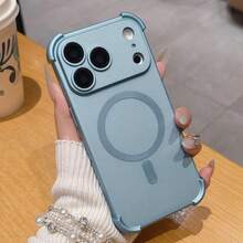 Magnetic Shockproof Phone Case Compatible With Iphone 18 Pro Max 17 16 15 14 13 Pro,Four Corner Protrusion Protection,Wireless Charging Back Cover - Sky Blue - View 4